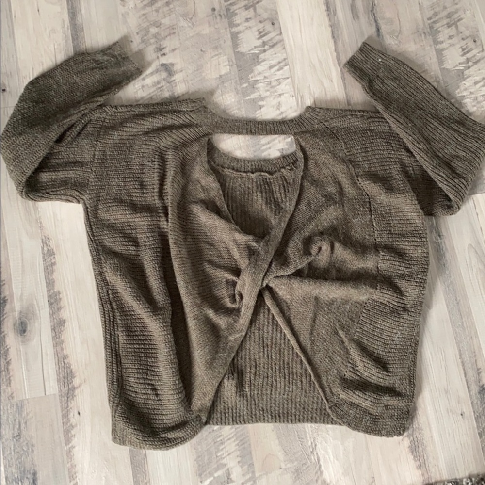 Olive twist back sweater